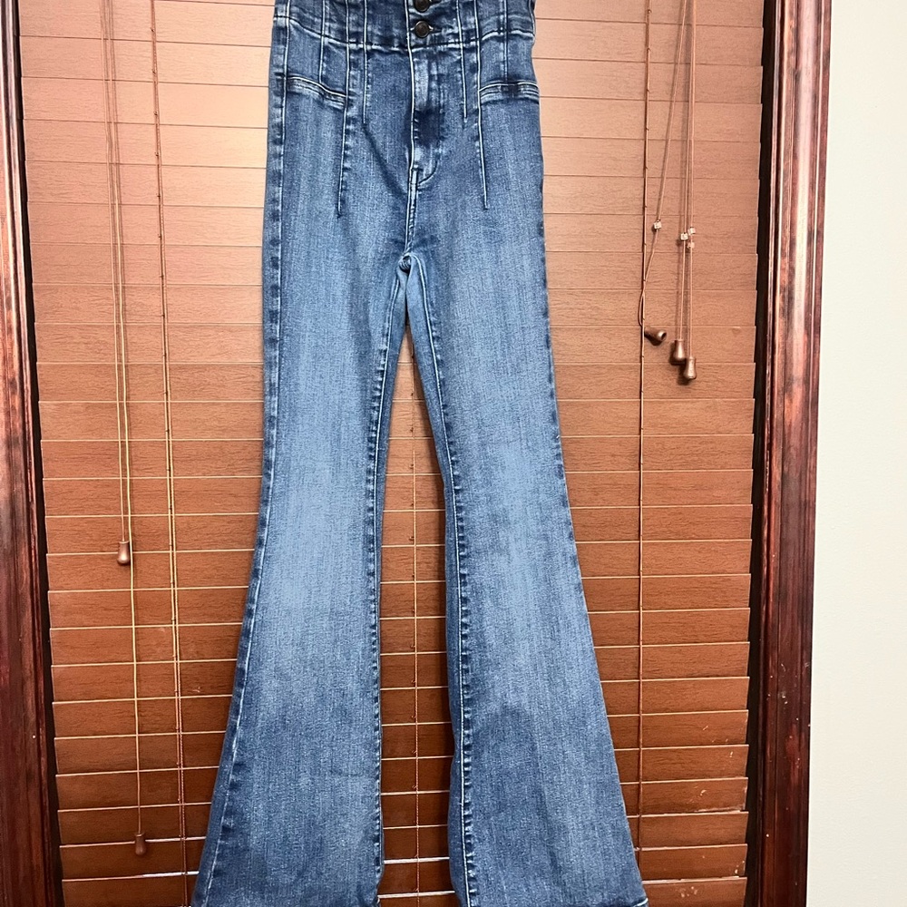 We The Free Blue Flare Wide Leg Jeans